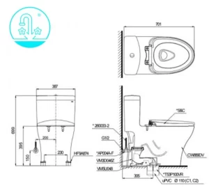 Bồn Cầu Điện Tử TOTO MS855DW7#XW Kèm Nắp Rửa Điện Tử WASHLET Dòng C2 – TCF6631A (220V) - 7 Bồn Cầu Điện Tử TOTO MS855DW7#XW Kèm Nắp Rửa Điện Tử WASHLET Dòng C2 – TCF6631A (220V) - 6
