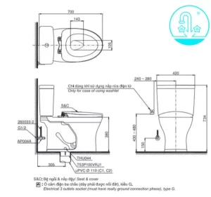 Bồn Cầu Điện Tử TOTO CS735DW6#XW Kèm Nắp Rửa Điện Tử WASHLET Dòng C5 – TCF6531Z (220V) - 6