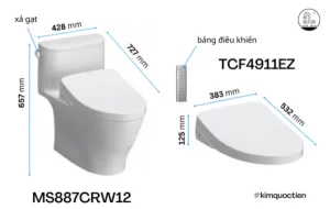 Bồn Cầu Điện Tử TOTO MS887CRW12#XW Kèm Nắp Rửa Điện Tử WASHLET (Loại Giấu Dây) Dòng S7 – TCF4911EZ (220V) - 9