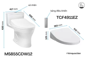 Bồn Cầu Điện Tử TOTO MS855CDW12#XW Kèm Nắp Rửa Điện Tử WASHLET (Loại Giấu Dây) Dòng S7 – TCF4911EZ (220V) - 10 Bồn Cầu Điện Tử TOTO MS855CDW12#XW Kèm Nắp Rửa Điện Tử WASHLET (Loại Giấu Dây) Dòng S7 – TCF4911EZ (220V) - 9