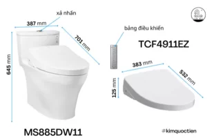 Bồn Cầu Điện Tử TOTO MS885DW11#XW Kèm Nắp Rửa Điện Tử WASHLET Dòng S7 – TCF4911Z (220V) - 9