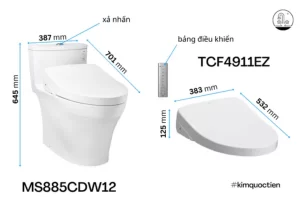 Bồn Cầu Điện Tử TOTO MS885CDW12#XW Kèm Nắp Rửa Điện Tử WASHLET (Loại Giấu Dây) Dòng S7 – TCF4911EZ (220V) - 9