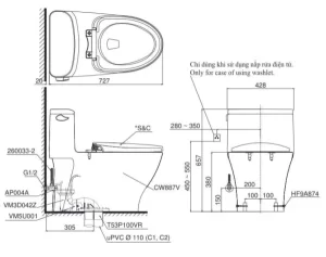 Bồn Cầu Điện Tử TOTO MS887RW7#XW Kèm Nắp Rửa Điện Tử WASHLET Dòng C2 – TCF6631A (220V) - 7 Bồn Cầu Điện Tử TOTO MS887RW7#XW Kèm Nắp Rửa Điện Tử WASHLET Dòng C2 – TCF6631A (220V) - 6