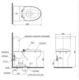 Bồn Cầu TOTO CS320DRE4#W 2 Khối Nắp Rửa Cơ TCW1211A - 7 Bồn Cầu TOTO CS320DRE4#W 2 Khối Nắp Rửa Cơ TCW1211A - 6