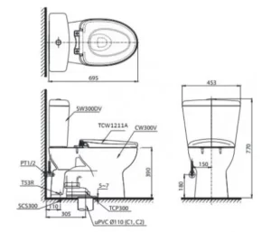 Bồn Cầu TOTO CS300DRE4#W 2 Khối Nắp Rửa Cơ TCW1211A - 7 Bồn Cầu TOTO CS300DRE4#W 2 Khối Nắp Rửa Cơ TCW1211A - 6