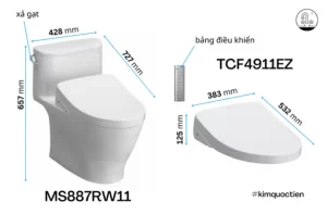 Bồn Cầu Điện Tử TOTO MS887RW11#XW Kèm Nắp Rửa Điện Tử WASHLET Dòng S7 – TCF4911Z (220V) - 9