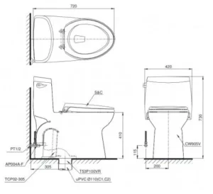 Bồn Cầu TOTO MS905E2#XW 1 Khối Nắp Rửa Cơ TCW07S - 7 Bồn Cầu TOTO MS905E2#XW 1 Khối Nắp Rửa Cơ TCW07S - 6