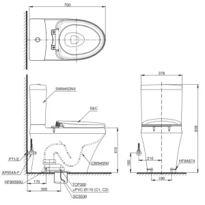 Bồn Cầu Điện Tử TOTO CS945DNW7#XW Kèm Nắp Rửa Điện Tử WASHLET Dòng C2 – TCF6631A (220V) - 7 Bồn Cầu Điện Tử TOTO CS945DNW7#XW Kèm Nắp Rửa Điện Tử WASHLET Dòng C2 – TCF6631A (220V) - 6