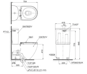 Bồn Cầu Điện Tử TOTO CS761DW5#XW Kèm Nắp Rửa Điện Tử WASHLET Dòng S7 – TCF4732A (220V) - 9