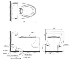 Bồn Cầu Điện Tử TOTO MS688W7#XW Kèm Nắp Rửa Điện Tử WASHLET Dòng C2 – TCF6631A (220V) - 7