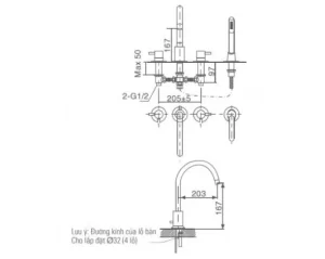 Vòi Lavabo INAX LFV-7000B Nóng Lạnh 3 Lỗ - 7 Vòi Lavabo INAX LFV-7000B Nóng Lạnh 3 Lỗ - 6