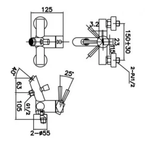 Vòi Sen Tắm INAX BFV-8000S-1C Nóng Lạnh - 6