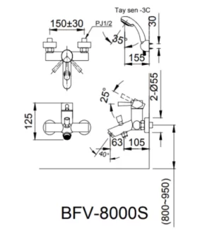 Vòi Sen Tắm INAX BFV-8000S-5C Nóng Lạnh - 7 Vòi Sen Tắm INAX BFV-8000S-5C Nóng Lạnh - 6