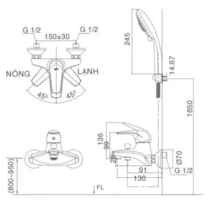 Vòi Sen Tắm INAX BFV-3003S-1C Nóng Lạnh - 7 Vòi Sen Tắm INAX BFV-3003S-1C Nóng Lạnh - 6