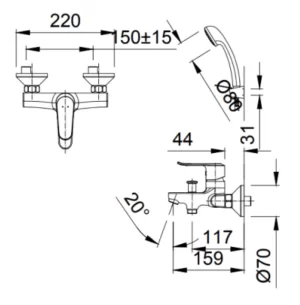 Vòi Sen Tắm INAX BFV-2013S Nóng Lạnh - 6