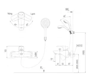 Vòi Sen Tắm INAX BFV-213S-3C Nóng Lạnh Tay Sen Massage - 6