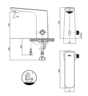 Vòi Chậu Lavabo Cảm Ứng INAX AMV-91K Nóng Lạnh Dùng Điện 220V - 7 Vòi Chậu Lavabo Cảm Ứng INAX AMV-91K Nóng Lạnh Dùng Điện 220V - 6
