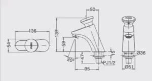 Vòi Chậu Lavabo BánTự Động INAX LFV-P02B Nước Lạnh - 7 Vòi Chậu Lavabo BánTự Động INAX LFV-P02B Nước Lạnh - 6