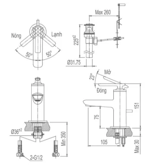 Vòi Lavabo INAX LFV-4102S Nóng Lạnh - 7 Vòi Lavabo INAX LFV-4102S Nóng Lạnh - 6