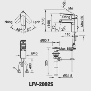 Vòi Lavabo INAX LFV-2002S Nóng Lạnh - 7 Vòi Lavabo INAX LFV-2002S Nóng Lạnh - 6