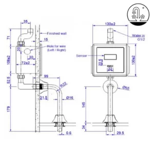 Van Xả Tiểu Nam INAX OKUV-30SM (OKUV-32SM) Cảm Ứng Âm Tường - 7 Van Xả Tiểu Nam INAX OKUV-30SM (OKUV-32SM) Cảm Ứng Âm Tường - 6