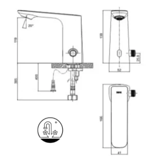 Vòi Chậu Lavabo Cảm Ứng INAX AMV-91 Lạnh Dùng Điện 220V - 7 Vòi Chậu Lavabo Cảm Ứng INAX AMV-91 Lạnh Dùng Điện 220V - 6