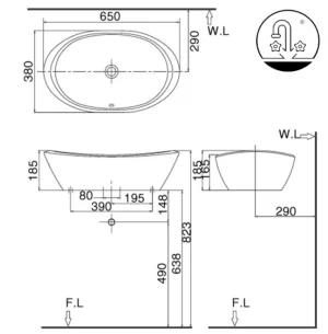 Chậu Rửa Lavabo INAX AL-465V Đặt Bàn Aqua Ceramic - 6