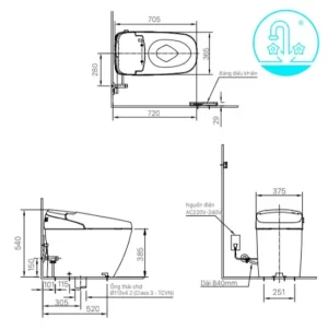 Bồn Cầu Điện Tử INAX AC-G216VN Trắng - 7