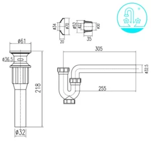 Bộ Xả Lavabo INAX A-325PS Nhựa - 7 Bộ Xả Lavabo INAX A-325PS Nhựa - 6