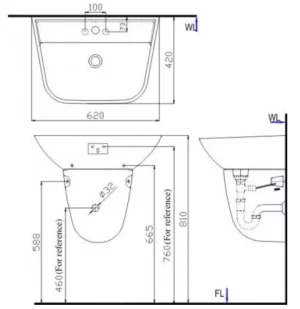 Chân Ngắn Lavabo INAX L-297VC - 7 Chân Ngắn Lavabo INAX L-297VC - 6
