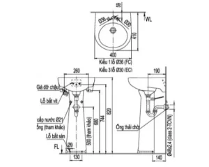 Chậu Rửa Lavabo INAX L-282V/L-284VD Kèm Chân Dài Treo Tường - 6