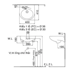 Chậu Rửa Lavabo INAX L-282V Treo Tường - 6