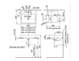 Chậu Rửa Lavabo INAX AL-536V Đặt Bàn Aqua Ceramic - 6