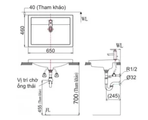 Chậu Rửa Lavabo INAX L-2397V Dương Vành - 7 Chậu Rửa Lavabo INAX L-2397V Dương Vành - 6