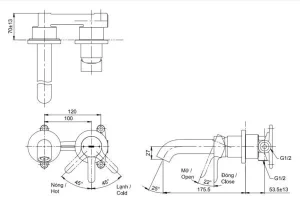 Vòi Lavabo TOTO TLS01309B Gật Gù Nóng Lạnh Gắn Tường LG (2 Lỗ) - 6
