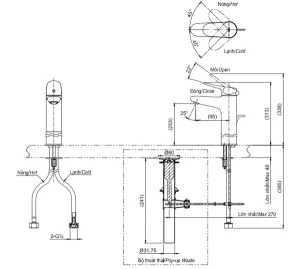 Vòi Lavabo TOTO TLS04306V Gật Gù Nóng Lạnh LF - 6