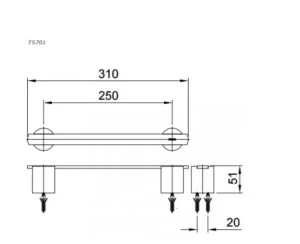 Thanh Vắt Khăn TOTO TS701 - 7 Thanh Vắt Khăn TOTO TS701 - 6