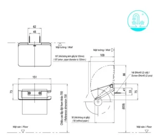 Móc Treo Giấy Vệ Sinh TOTO YH903V - 7 Móc Treo Giấy Vệ Sinh TOTO YH903V - 6