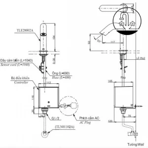 Vòi Lavabo TOTO TLE29002A/TLE01502A1/TLN01102A Cảm Ứng Nước Lạnh - 9