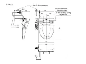 Nắp Rửa Điện Tử Washlet TOTO TCF6631A#NW1 Dòng C2 - 11