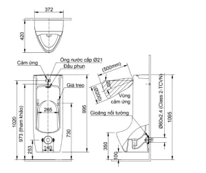 Bồn Tiểu Nam INAX ASU-500V Treo Tường Cảm Ứng - 7 Bồn Tiểu Nam INAX ASU-500V Treo Tường Cảm Ứng - 6