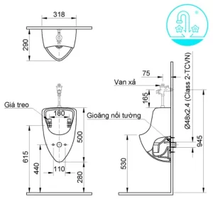 Bồn Tiểu Nam INAX U-440V Treo Tường - 7 Bồn Tiểu Nam INAX U-440V Treo Tường - 6