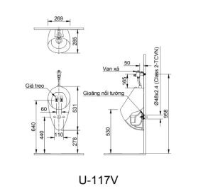 Bồn Tiểu Nam INAX U-117V Treo Tường - 7 Bồn Tiểu Nam INAX U-117V Treo Tường - 6