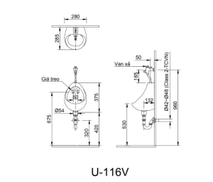 Bồn Tiểu Nam INAX U-116V Treo Tường - 7 Bồn Tiểu Nam INAX U-116V Treo Tường - 6