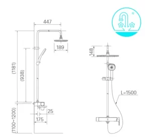 Vòi Sen Cây INAX BFV-635S Nóng Lạnh - 7 Vòi Sen Cây INAX BFV-635S Nóng Lạnh - 6