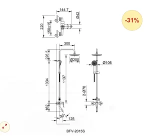 Vòi Sen Cây INAX BFV-2015S Nóng Lạnh - 7 Vòi Sen Cây INAX BFV-2015S Nóng Lạnh - 6