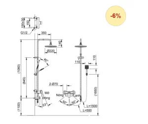 Vòi Sen Cây INAX BFV-50S Nóng Lạnh - 7 Vòi Sen Cây INAX BFV-50S Nóng Lạnh - 6