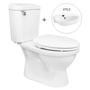 Bồn Cầu VIGLACERA VI77 2 Khối Nắp Thường Kèm Lavabo VTL2 - 3