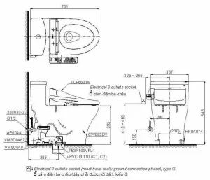 Bồn Cầu Điện Tử TOTO MS885DW7#XW Kèm Nắp Rửa Điện Tử WASHLET Dòng C2 – TCF6631A (220V) - 7 Bồn Cầu Điện Tử TOTO MS885DW7#XW Kèm Nắp Rửa Điện Tử WASHLET Dòng C2 – TCF6631A (220V) - 6