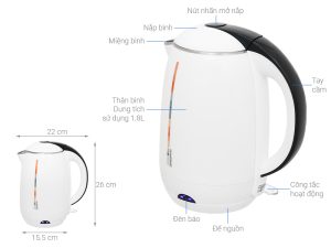 BÌNH ĐUN SIÊU TỐC HAWONKOO 1.8 LÍT KEH-180-W